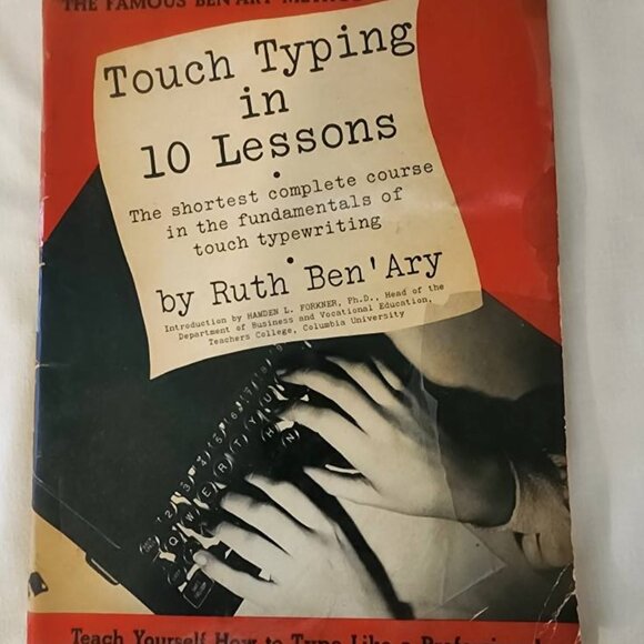 Vintage 1963 Touch Typing in 10 Lessons By Ruth Ben'Ary - Picture 1 of 8